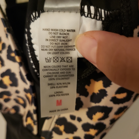 Two Piece Black and Animal Print Swim Suit - Picture 7 of 14